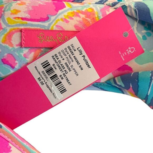 Lilly Pulitzer Pool Slippers In Sea Glass Rainforest Retreat Size S/M New - Picture 3 of 4